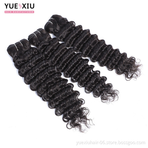 Brazilian Hair DEEP Wave Bundles With Closure 100% Virgin Human Hair Extensions Lace Closure 10A Grade